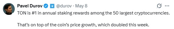 Toncoin Leads Crypto Staking Yields As Telegram Ecosystem Grows