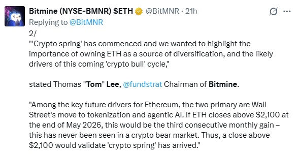 Bitmine Slows Ether Purchases But Maintains Aggressive Expansion Goal
