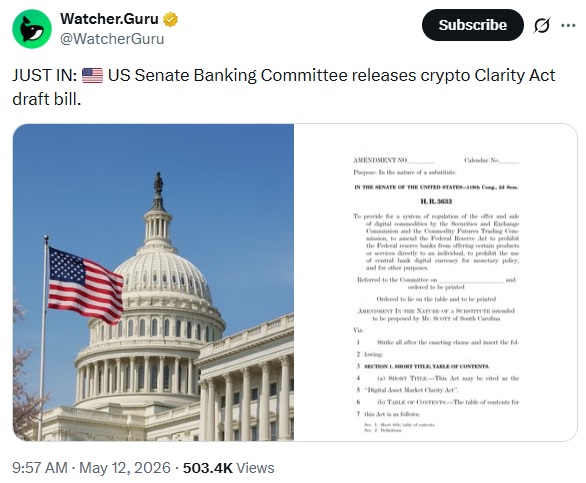 US Senate Advances Major Crypto Market Structure Bill