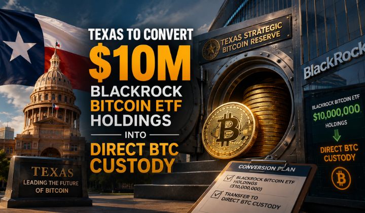 Texas To Convert $10M BlackRock Bitcoin ETF Holdings Into Direct BTC Custody
