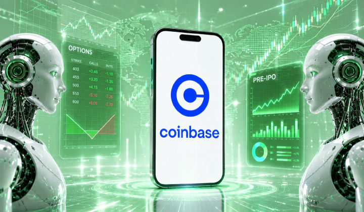 Coinbase Expands Beyond Crypto With Options, AI Advisor & Pre-IPO Trading