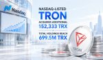 Nasdaq-listed Tron Acquires Additional 152,333 TRX, Total Holdings Reach 699.5M