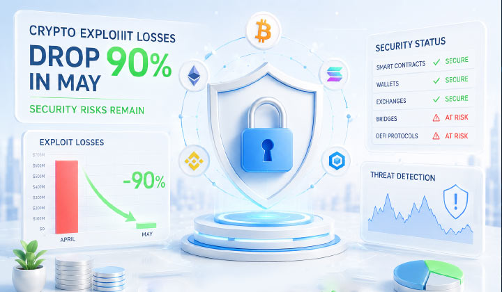 Crypto Exploit Losses Drop 90% In May, But Security Risks Remain