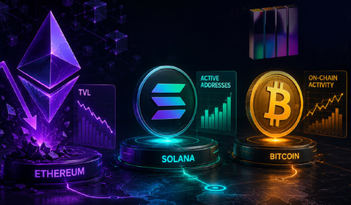 Ethereum TVL Falls While Solana & Bitcoin Show Mixed On-chain Trends