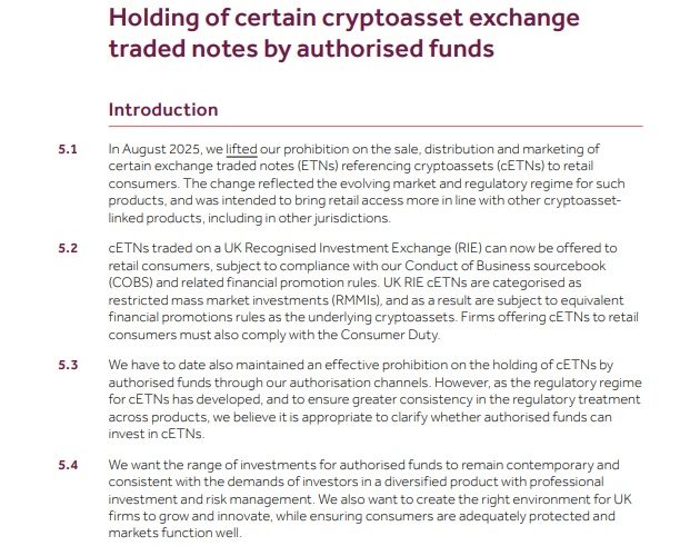 UK Regulator Proposes Allowing Mutual Funds Up To 10% Exposure To Crypto ETNs