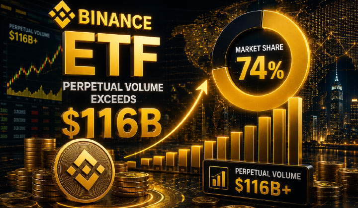 Binance ETF Perpetual Volume Exceeds $116B As Market Share Hits 74%