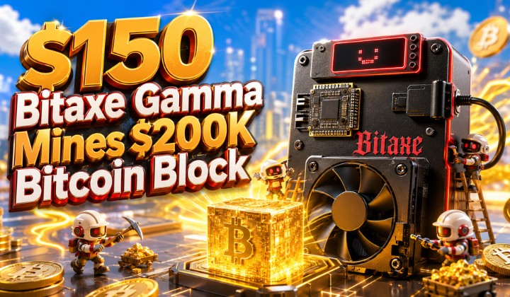 $150 Bitaxe Gamma ASIC Beats The Odds To Mine A $200K Bitcoin Block