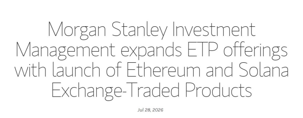 Morgan Stanley Debuts America’s Cheapest ETH & SOL ETPs With Staking Rewards