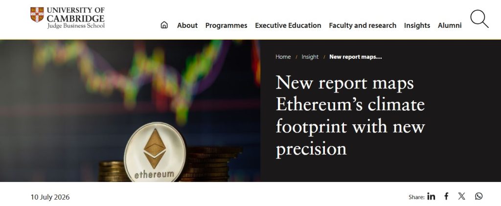 Cambridge Study Finds Ethereum Among Most Energy-efficient Proof-of-Stake Blockchains