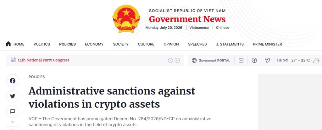 Vietnam Fines Crypto Traders Up To $1,900 For Using Unlicensed Platforms