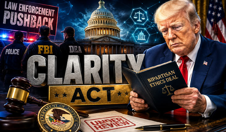 1. CLARITY Act Faces Fresh Law Enforcement Pushback as Trump Considers Bipartisan Ethics Deal