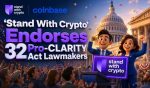 Coinbase-backed ‘Stand With Crypto’ Endorses 32 Pro-CLARITY Act Lawmakers