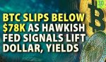BTC Slips Below $78K As Hawkish Fed Signals Lift Dollar, Yields