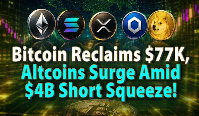 Bitcoin Reclaims $77K, Altcoins Surge Amid $4B Short Squeeze!