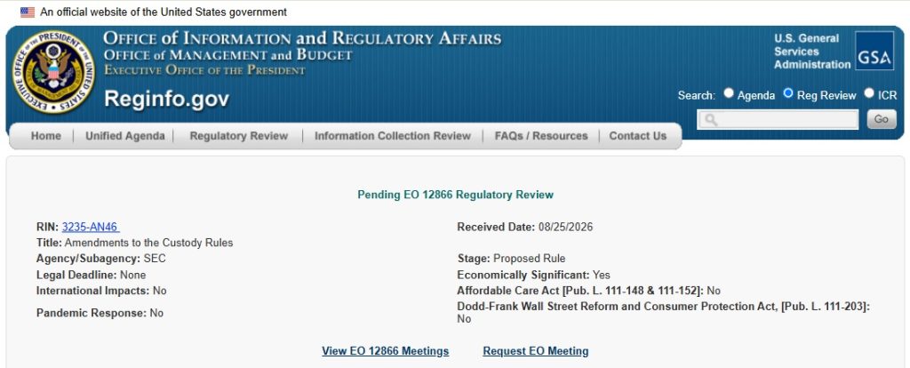SEC Advances Crypto Custody Proposal To White House For Review