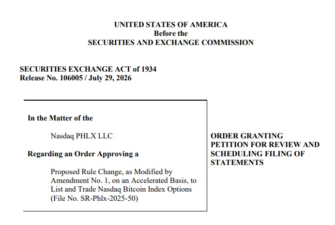 SEC Delays Nasdaq Bitcoin Index Options As CME Challenges Approval