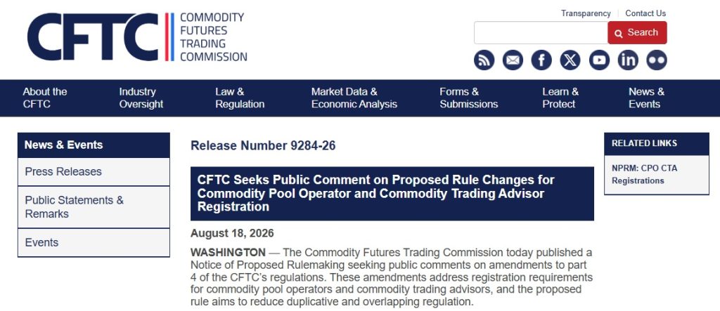 CFTC Proposes Exemptions To Ease Rules For Crypto Funds