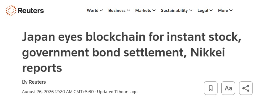 Japan Weighs Blockchain Settlement For Stocks & Government Bonds