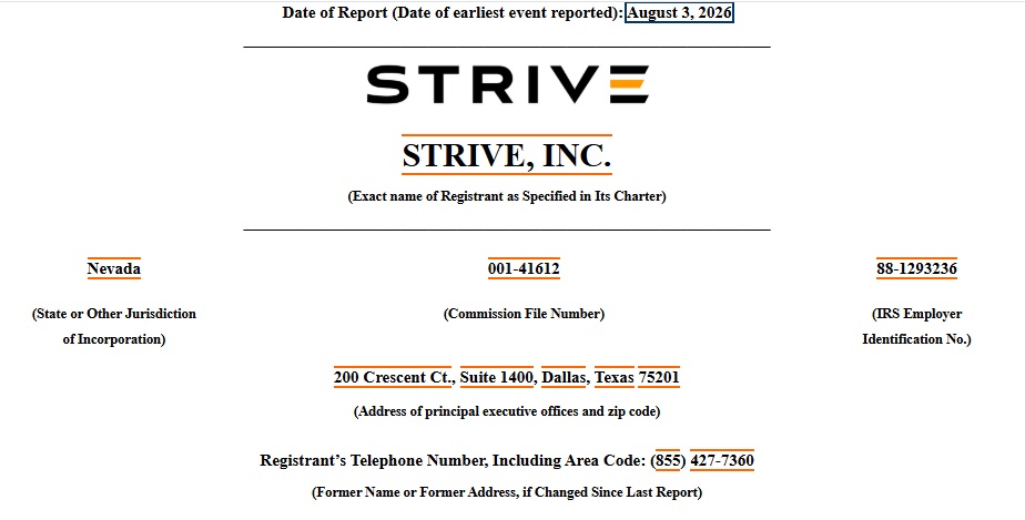 Strive Expands Bitcoin Treasury With Fresh $1.3M BTC Purchase