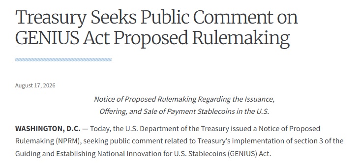 US Treasury Proposes GENIUS Act Rules For Stablecoins