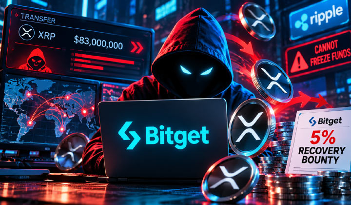 Bitget Hacker Moves $83M In XRP As Exchange Offers 5% Recovery Bounty