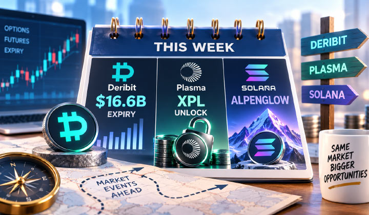 Crypto Week Ahead: $16.6B Deribit Expiry, Plasma XPL Unlock & Solana Alpenglow