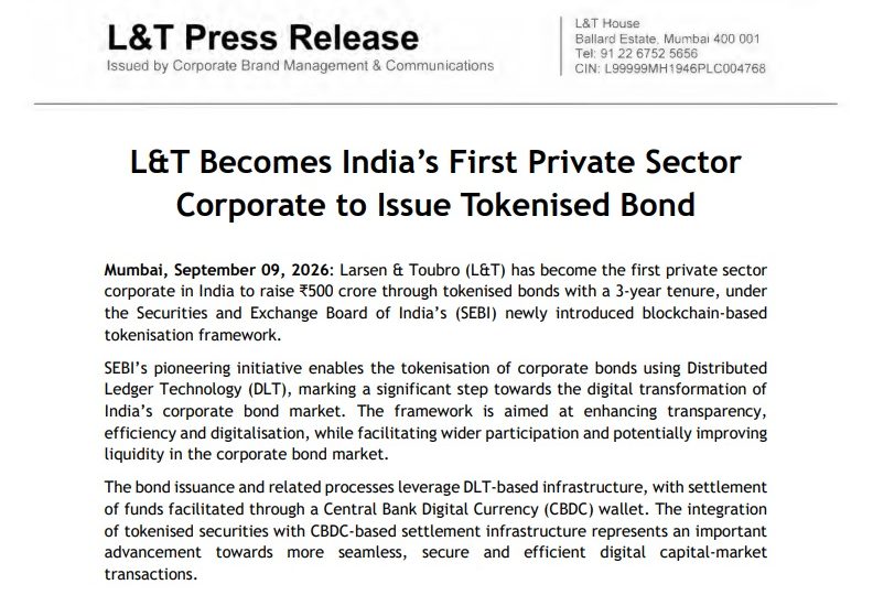 India’s First Tokenised Corporate Bonds Go Live: Secondary Market Still Closed