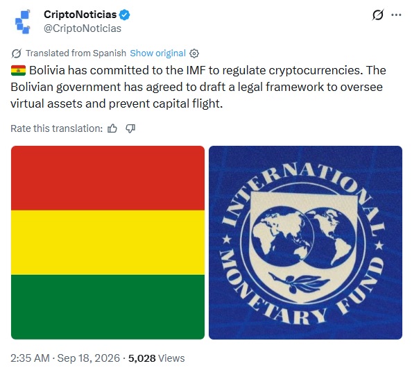 Bolivia Plans Stricter Crypto Rules As Part Of IMF-backed Reforms