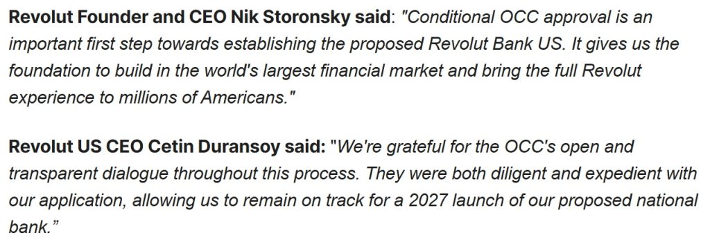 Revolut Gets Conditional OCC Approval For U.S. National Bank Charter