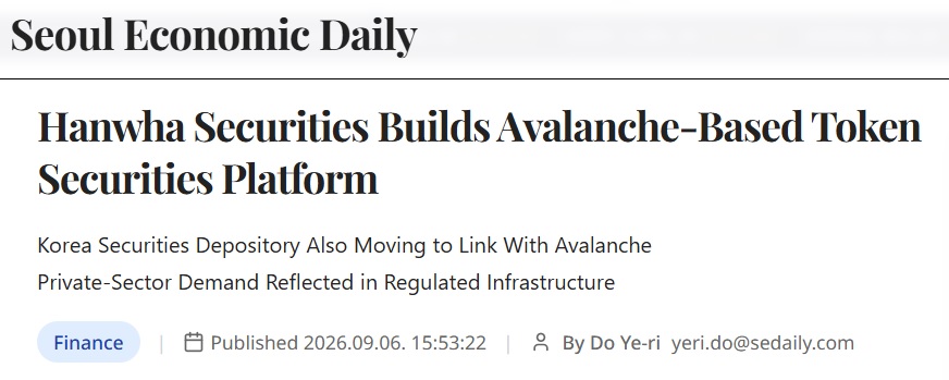 Hanwha Taps Avalanche For Tokenized Securities Platform In South Korea