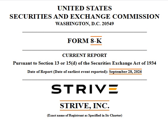 Strive Adds 1,107 Bitcoin To Treasury, Holdings Reach 27,462 BTC