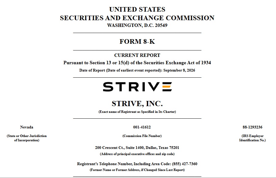 Strive Adds 1,375 BTC As SATA Nears $1B In Notional Value