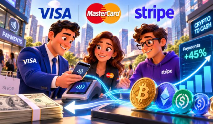 Stablecoin Payments Rise 45% As Visa, Mastercard & Stripe Expand Services