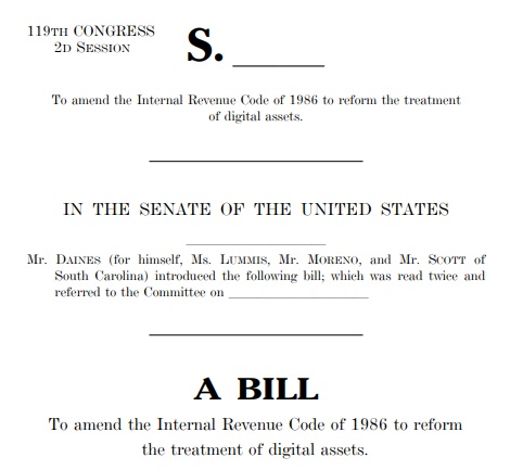 US Senator Daines Introduces Crypto Tax Bill With Stablecoin Payment Exemption