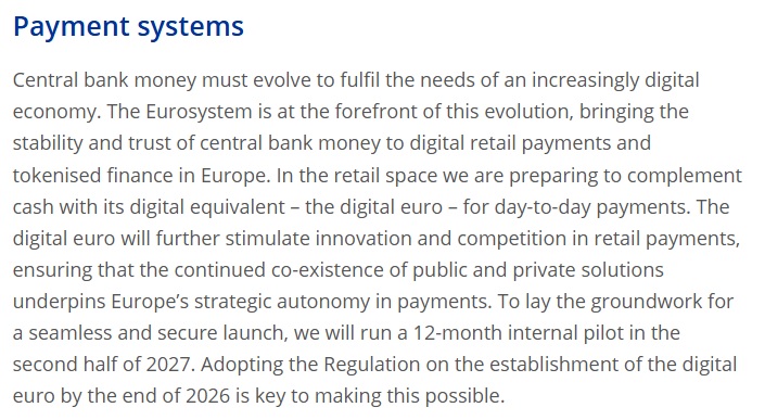 Lagarde Sets 2026 Deadline For Digital Euro As ECB’s Pontes Goes Live