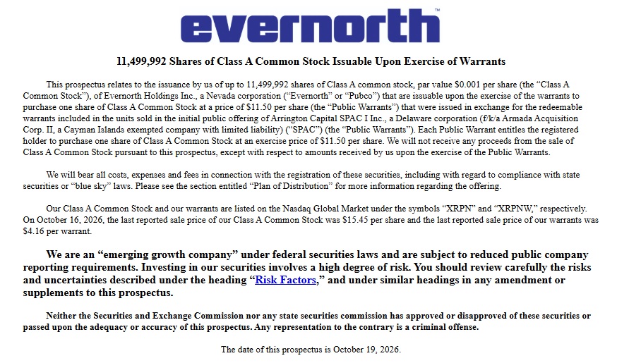 SEC Filing Opens Door For Evernorth To Raise $132M To Buy More XRP