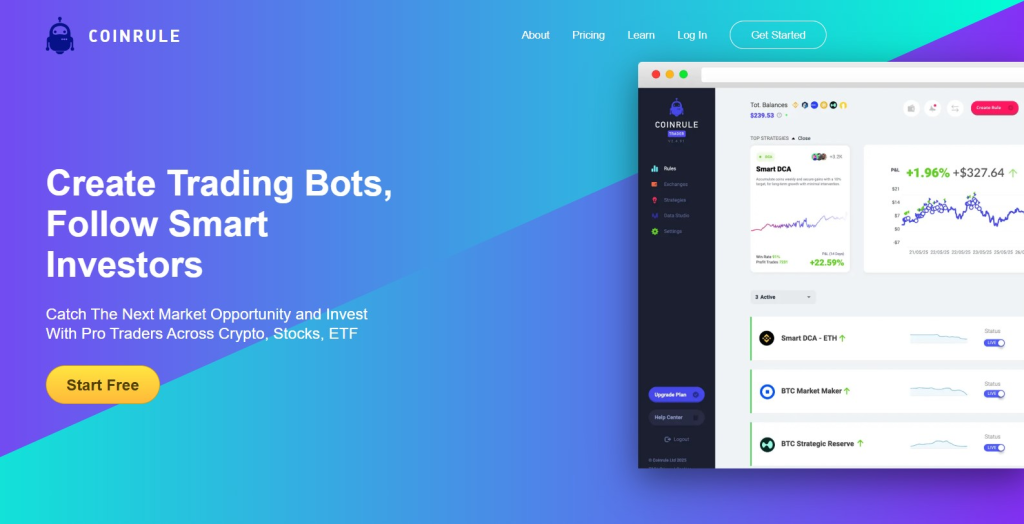 7. Coinrule – Best For No-code Rule-based Trading